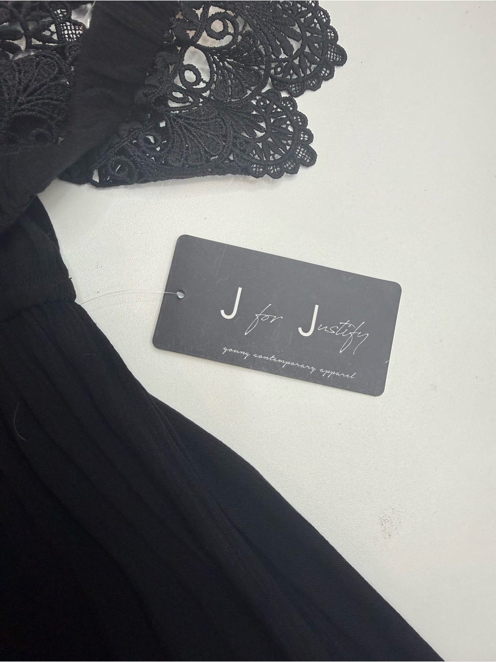 J for Justify Black off the Shoulder Maxi Dress with Crochet Trim Size M - Picture 5 of 10